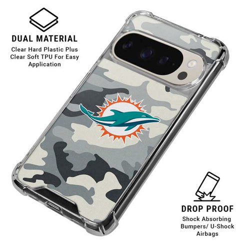 NFL Miami Dolphins Camo Pixel 9/9 Pro Clear Case